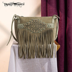 Trinity Ranch Aztec Tooled Fringe Crossbody