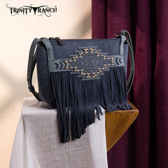Trinity Ranch Aztec Tooled Fringe Crossbody