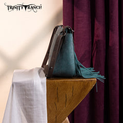 Trinity Ranch Aztec Tooled Fringe Crossbody