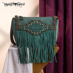 Trinity Ranch Aztec Tooled Fringe Crossbody
