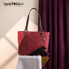 Trinity Ranch Aztec Tooled Fringe Concealed Carry Tote Set