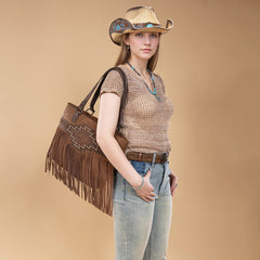 Trinity Ranch Aztec Tooled Fringe Concealed Carry Tote Set