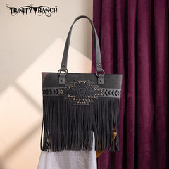 Trinity Ranch Aztec Tooled Fringe Concealed Carry Tote Set