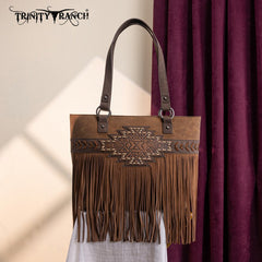 Trinity Ranch Aztec Tooled Fringe Concealed Carry Tote Set