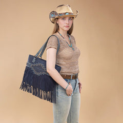 Trinity Ranch Aztec Tooled Fringe Concealed Carry Tote Set