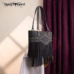 Trinity Ranch Aztec Tooled Fringe Concealed Carry Tote Set