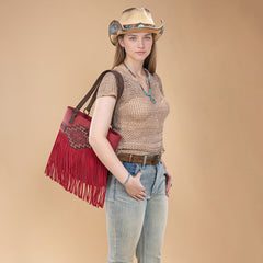 Trinity Ranch Aztec Tooled Fringe Concealed Carry Tote Set