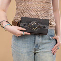 Trinity Ranch Aztec Tooled Fringe Concealed Carry Tote Set