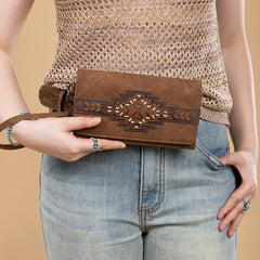 Trinity Ranch Aztec Tooled Fringe Concealed Carry Tote Set