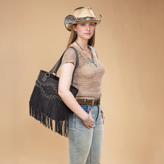 Trinity Ranch Aztec Tooled Fringe Concealed Carry Tote Set