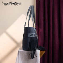 Trinity Ranch Aztec Tooled Fringe Concealed Carry Tote Set