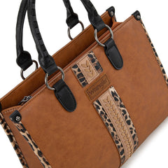 Wrangler Leopard Whipstitch Concealed Carry Tote Bag