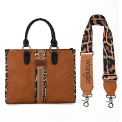 Wrangler Leopard Whipstitch Concealed Carry Tote Bag