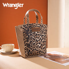 Wrangler Western Braided Handle Leopard Tote Bag