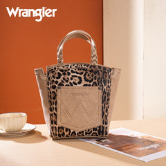 Wrangler Western Braided Handle Leopard Tote Bag