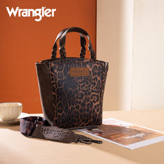 Wrangler Western Braided Handle Leopard Tote Bag