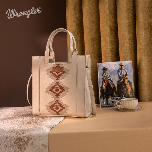 Wrangler Aztec Embroidered Crossbody Tote Bag