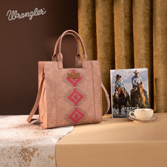 Wrangler Aztec Embroidered Crossbody Tote Bag