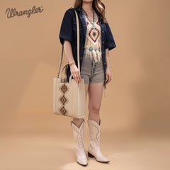 Wrangler Aztec Embroidered Crossbody Tote Bag
