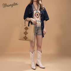 Wrangler Aztec Embroidered Crossbody Tote Bag