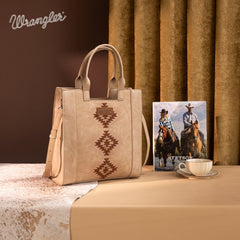 Wrangler Aztec Embroidered Crossbody Tote Bag