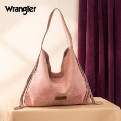 Wrangler Fringe Floral Tooled Hobo Bag