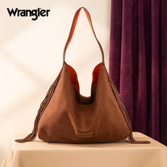 Wrangler Fringe Floral Tooled Hobo Bag