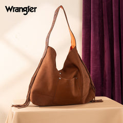 Wrangler Fringe Floral Tooled Hobo Bag
