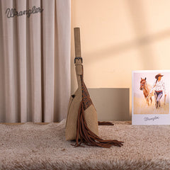 Wrangler Fringe Floral Tooled Hobo Bag