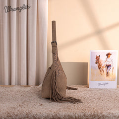 Wrangler Fringe Floral Tooled Hobo Bag