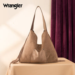 Wrangler Fringe Floral Tooled Hobo Bag