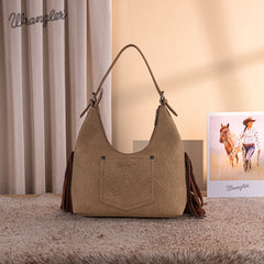 Wrangler Fringe Floral Tooled Hobo Bag
