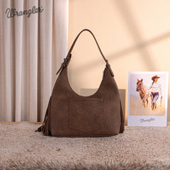 Wrangler Fringe Floral Tooled Hobo Bag