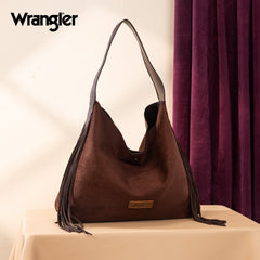Wrangler Fringe Floral Tooled Hobo Bag