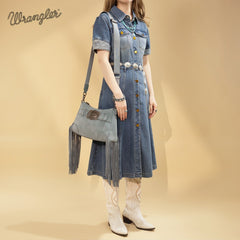 Wrangler Fringe Buckle Crossbody Hobo Bag