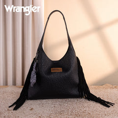 Wrangler Fringe Floral Tooled Hobo Bag