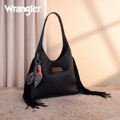 Wrangler Fringe Floral Tooled Hobo Bag