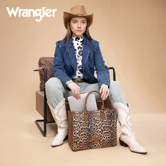 Wrangler Western All-over Leopard Print Wide Tote Bag