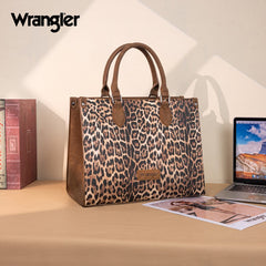 Wrangler Western All-over Leopard Print Wide Tote Bag