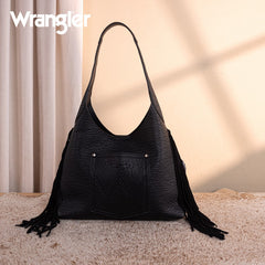 Wrangler Fringe Floral Tooled Hobo Bag