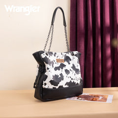 Wrangler Cow Print Chain Tote With Wallet Set