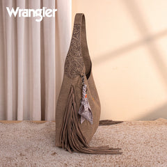 Wrangler Fringe Floral Tooled Hobo Bag