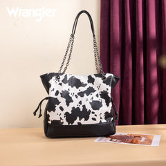 Wrangler Cow Print Chain Tote With Wallet Set