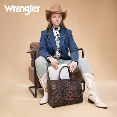Wrangler Western All-over Leopard Print Wide Tote Bag