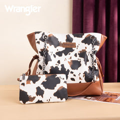 Wrangler Cow Print Chain Tote With Wallet Set