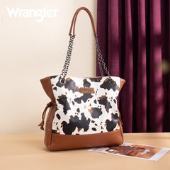Wrangler Cow Print Chain Tote With Wallet Set
