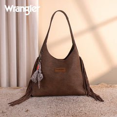 Wrangler Fringe Floral Tooled Hobo Bag