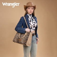 Wrangler Western All-over Leopard Print Wide Tote Bag