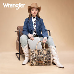 Wrangler Western All-over Leopard Print Wide Tote Bag