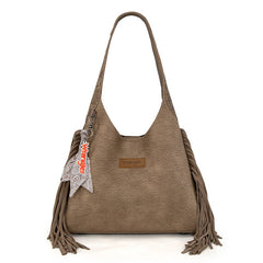 Wrangler Fringe Floral Tooled Hobo Bag